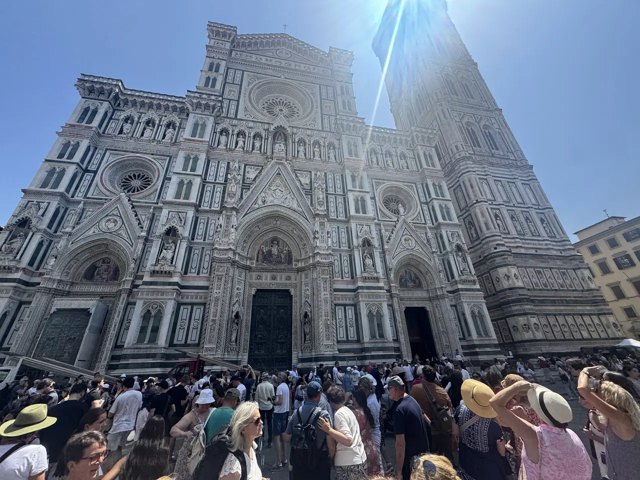 A wide view recorded near Florence Cathedral on June 25, 2025.