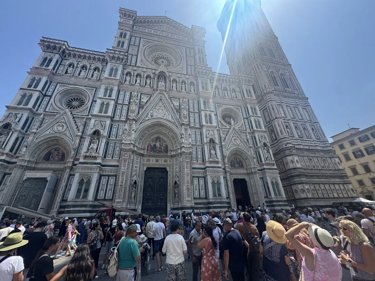 A wide view recorded near Florence Cathedral on June 25, 2025.