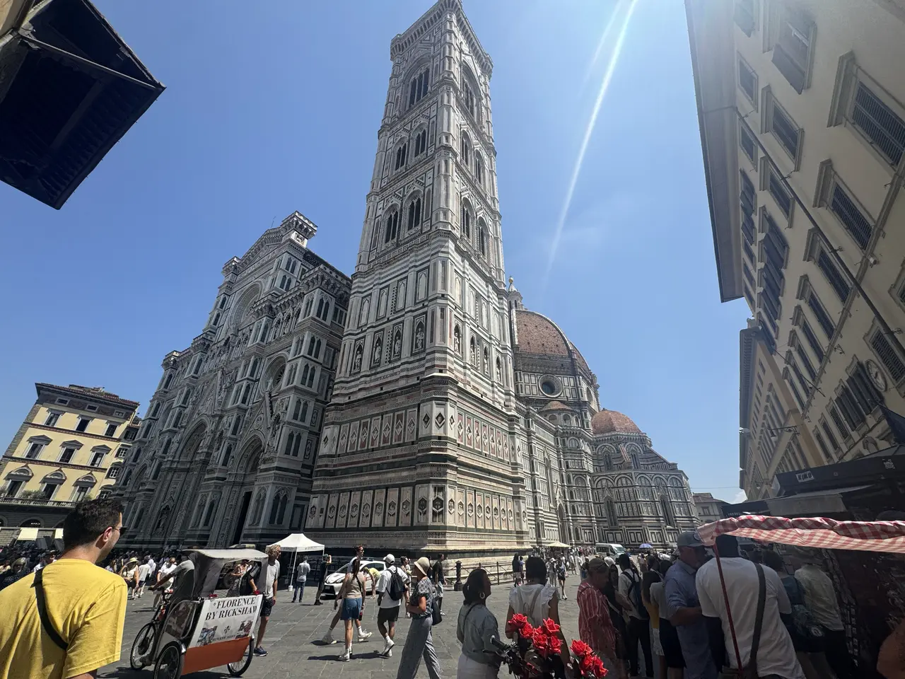 A wide view recorded near Florence Cathedral on June 25, 2025.