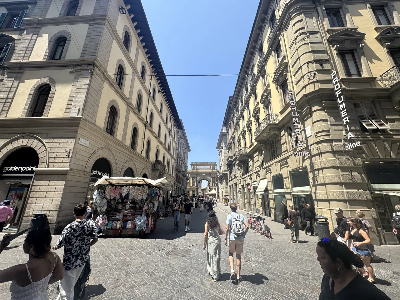 A wide view recorded near Florence Cathedral on June 25, 2025.