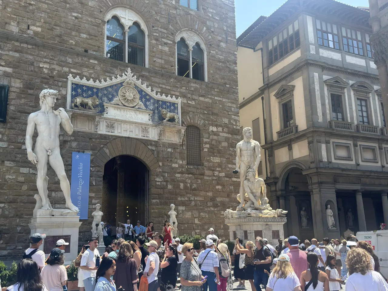 A wide view recorded near Piazza della Signoria on June 25, 2025.