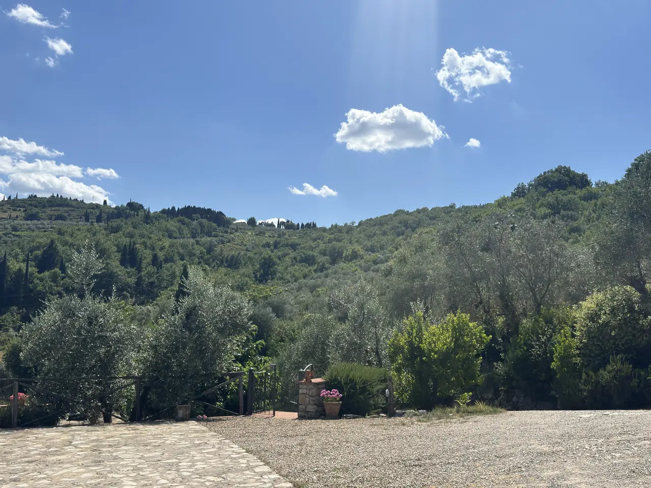 A wide view recorded near Chianti estate and olive groves on June 28, 2025.