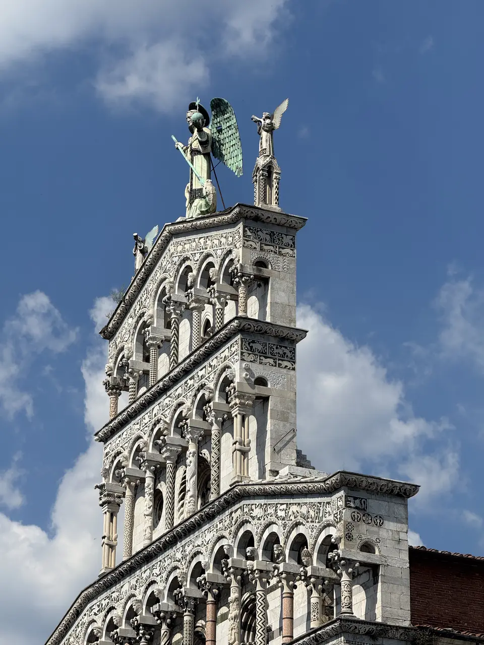 A vertical detail recorded near San Michele in Foro on June 29, 2025.
