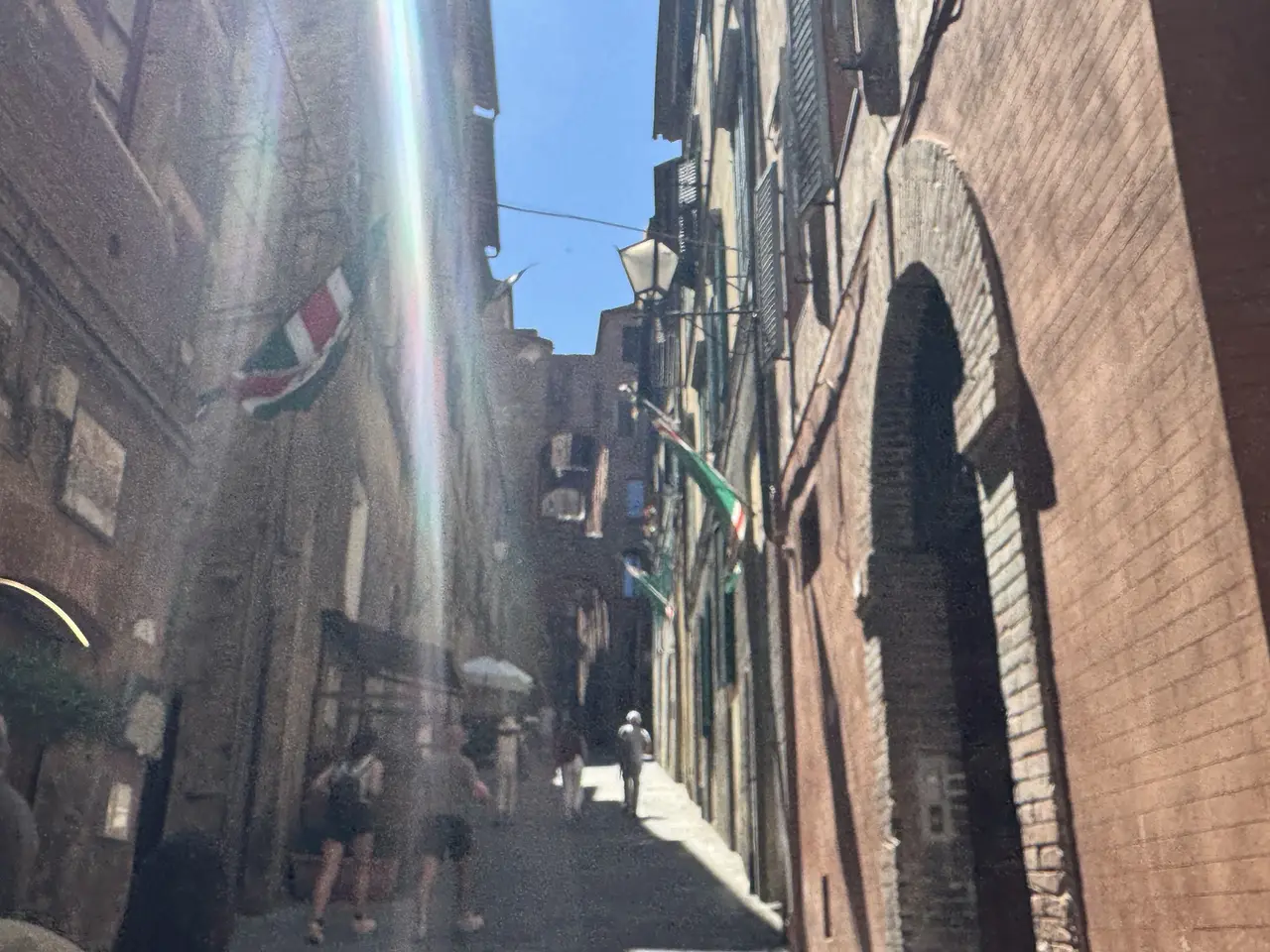 A wide view recorded near Siena’s contrade on July 1, 2025.