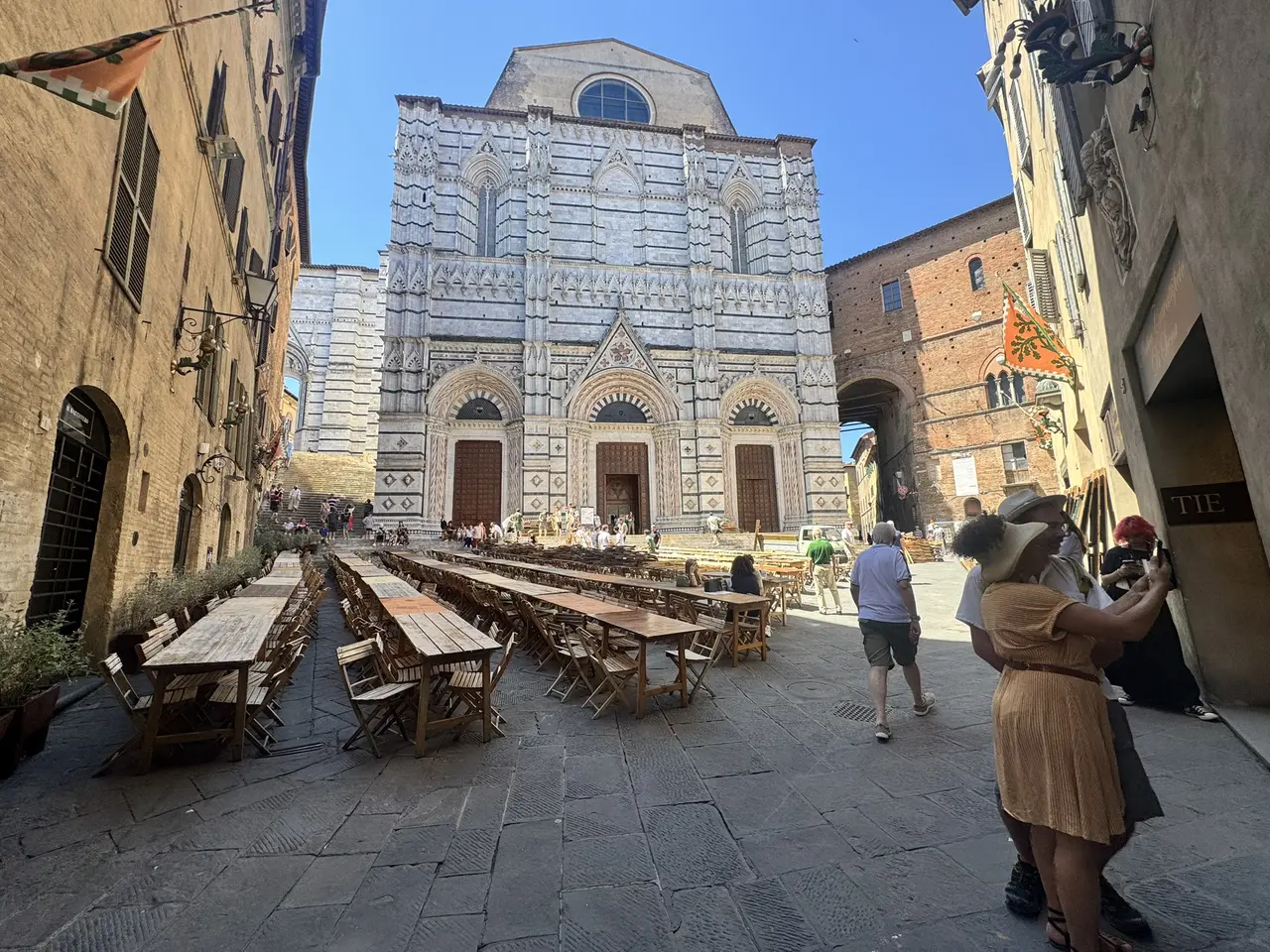 A wide view recorded near Siena’s contrade on July 1, 2025.