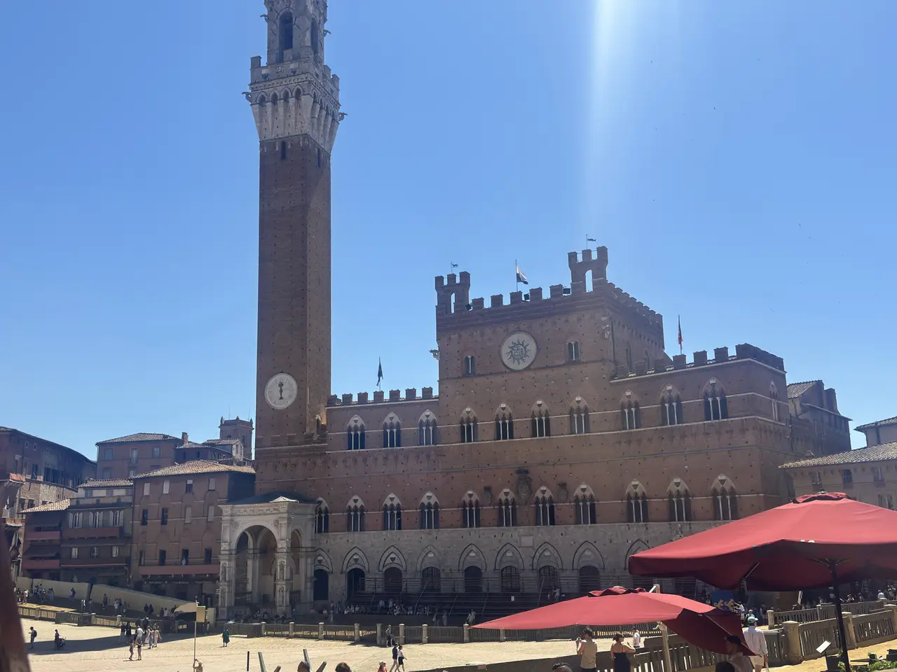 A wide view recorded near Piazza del Campo on July 1, 2025.
