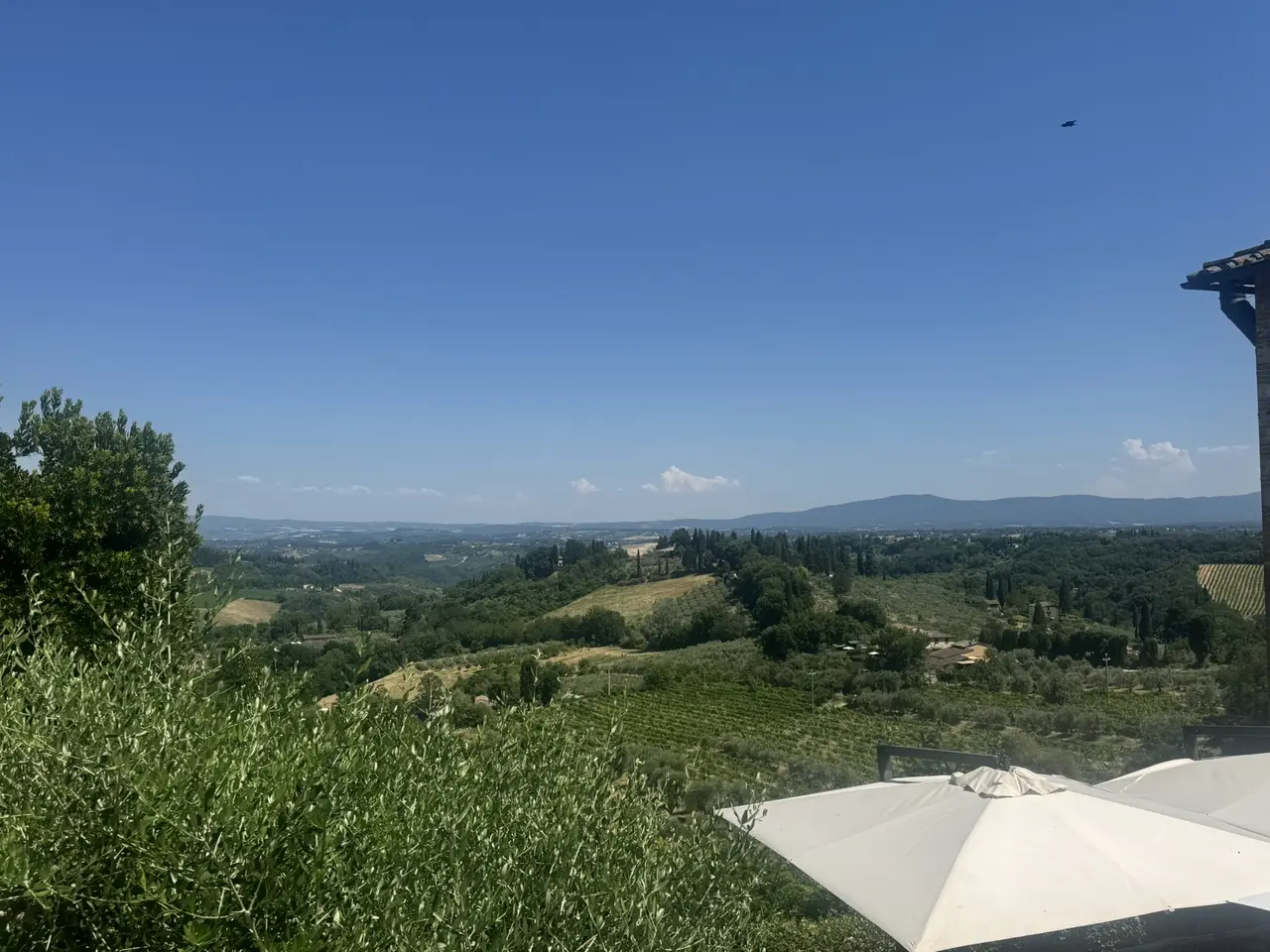 A wide view recorded near Tuscan countryside overlook on July 1, 2025.