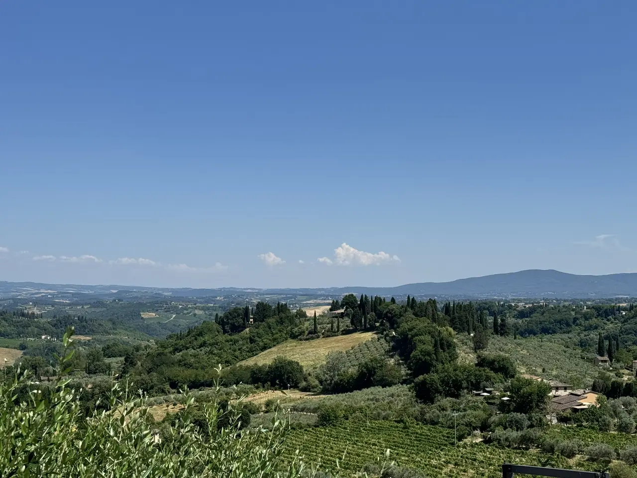 A wide view recorded near Tuscan countryside overlook on July 1, 2025.