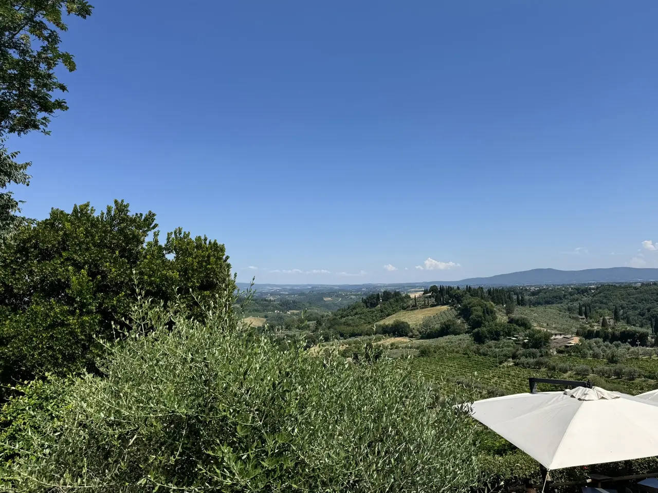 A wide view recorded near Tuscan countryside overlook on July 1, 2025.
