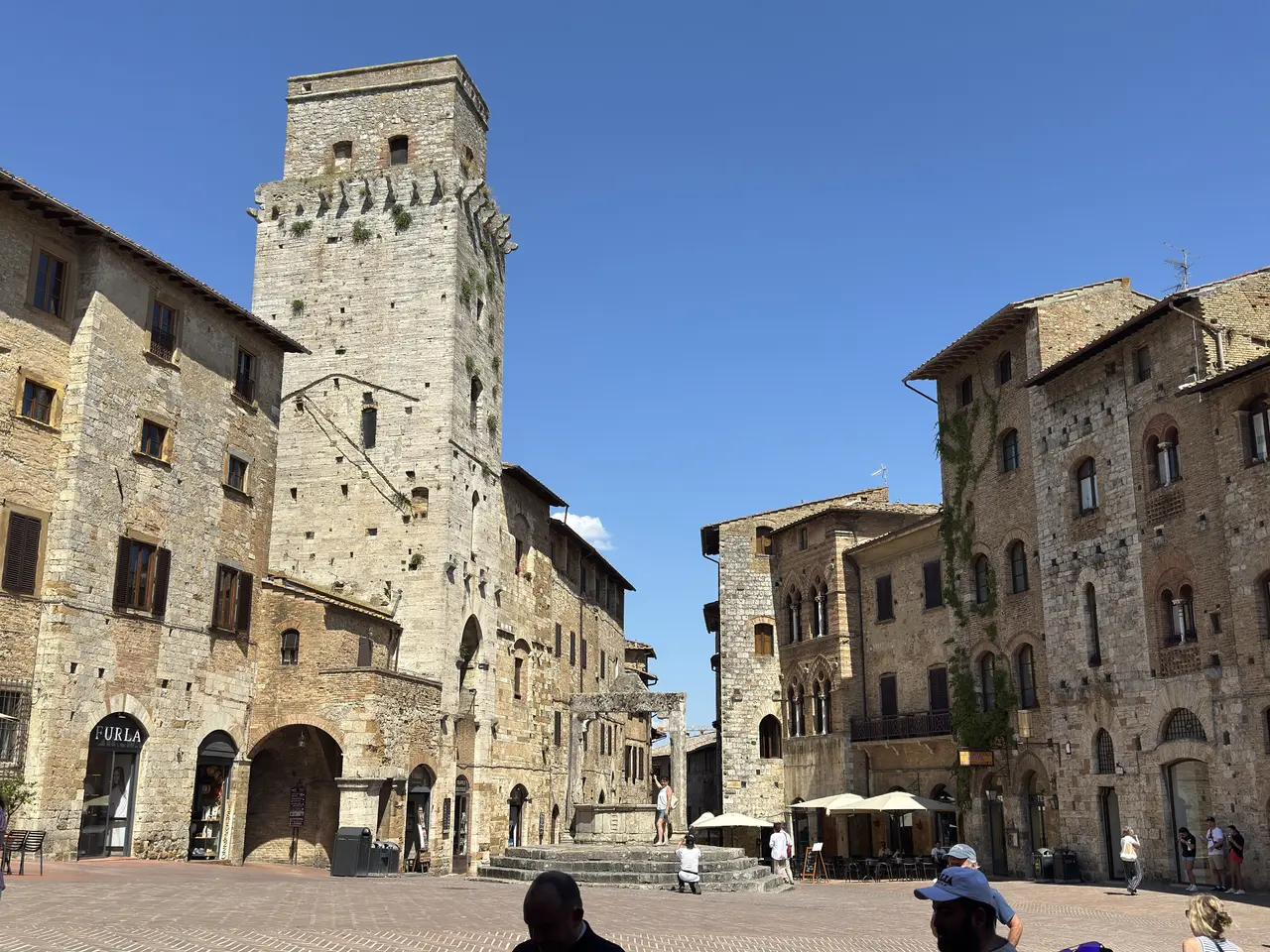 A wide view recorded near San Gimignano’s towers on July 1, 2025.